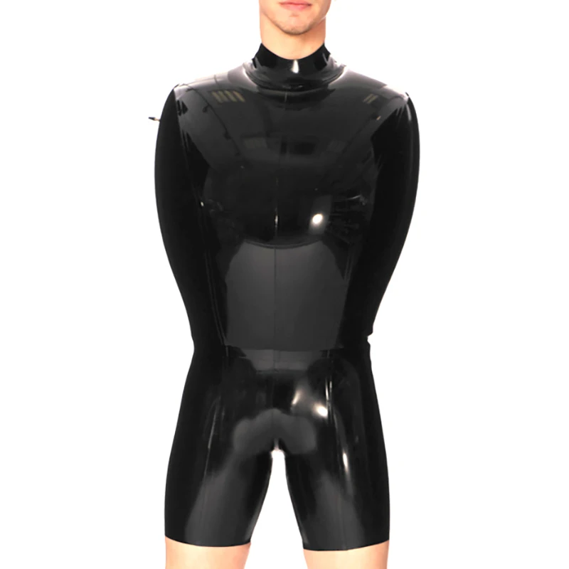 Black Sexy Inflatable Latex Bodysuit With Zippers At Back Sleeveless Rubber Surfsuit Leotard Catsuit Swimsuit LTY-0361