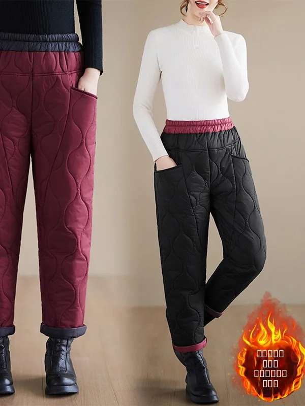 暖かいひょうたん柄ハーランコットンパンツカジュアル芸術的な冬大きいサイズハイウエストストレートレッグパンツレディースファッション