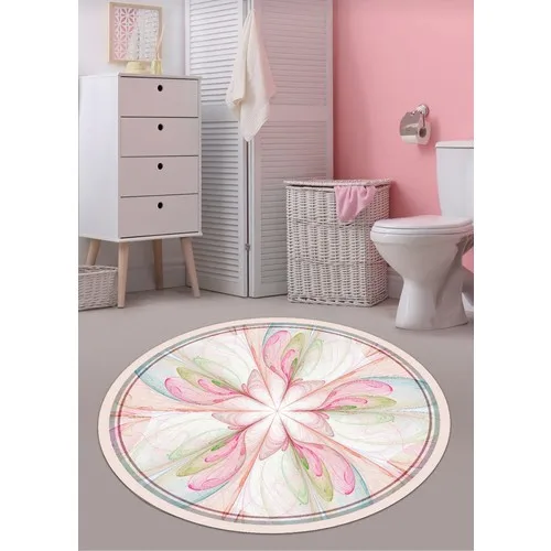 Ardizayn Magnolia 100x100 cm. Slip-Resistant Not Peel Leather Outsole Round Bath Mat Mat