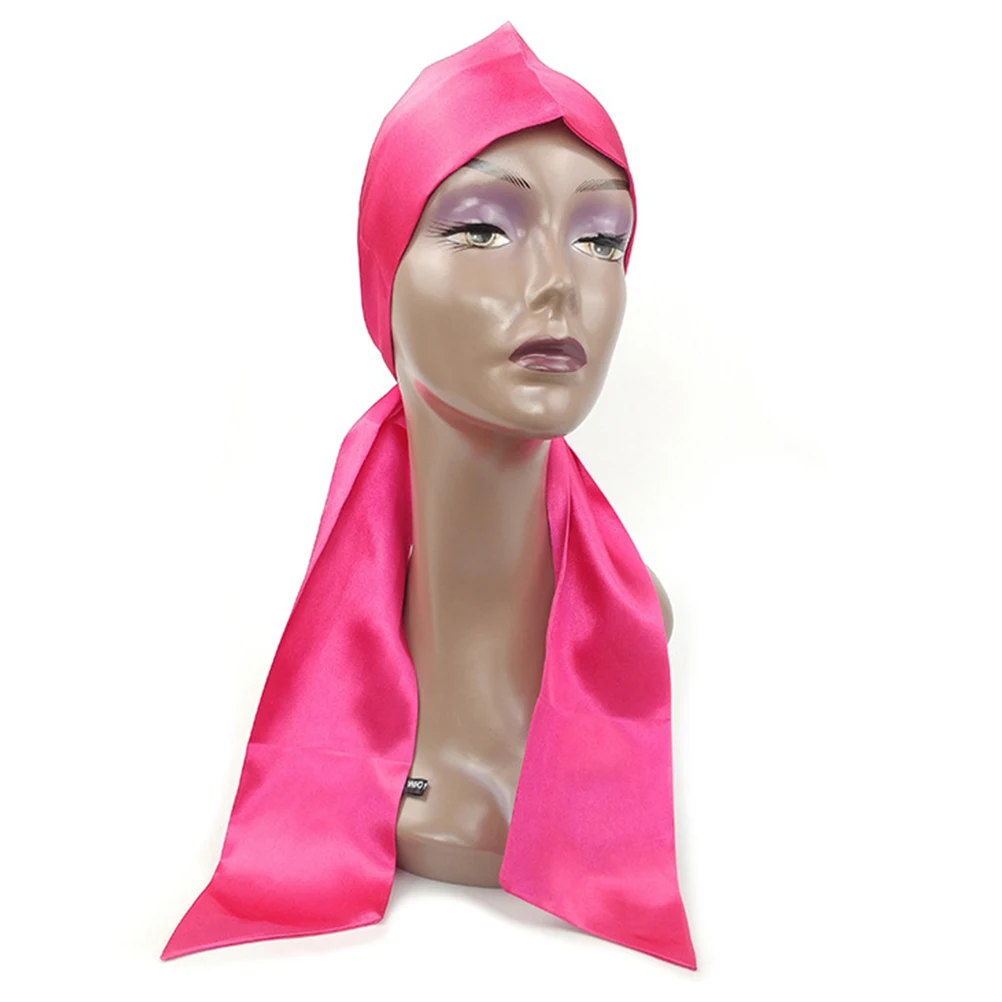 

Satin Women Headscarf Bright Color Women Headscarf Non Slip Grip Band Wrap For Hair Accessories (Rosy)
