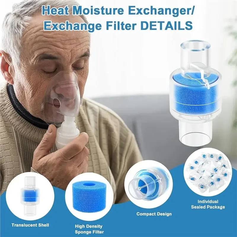 12-Pack For HME Z1, Z2 Humidification Solution Filter Replacement Heat Moisture Exchanger/Exchange Filter Fit For 22Mm Tubing