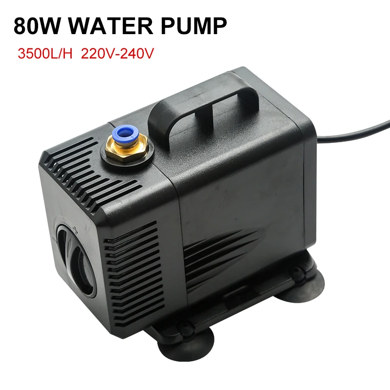 Aquarium Water Pump 80w Submersible Pump 3500l/H Fish Pond Filter Fountain Pump Cnc Router Laser Engraving Spindle Motor Cooling