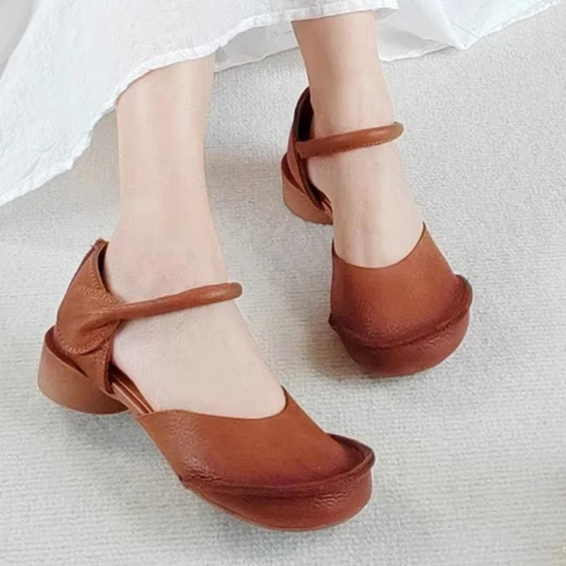 صنادل بكعب المرأة مصمم أحذية رياضية غير رسمية الصيف النساء 2025 فساتين راقية الشرائح المشي جديد ريترو Zapatos De Mujer #3