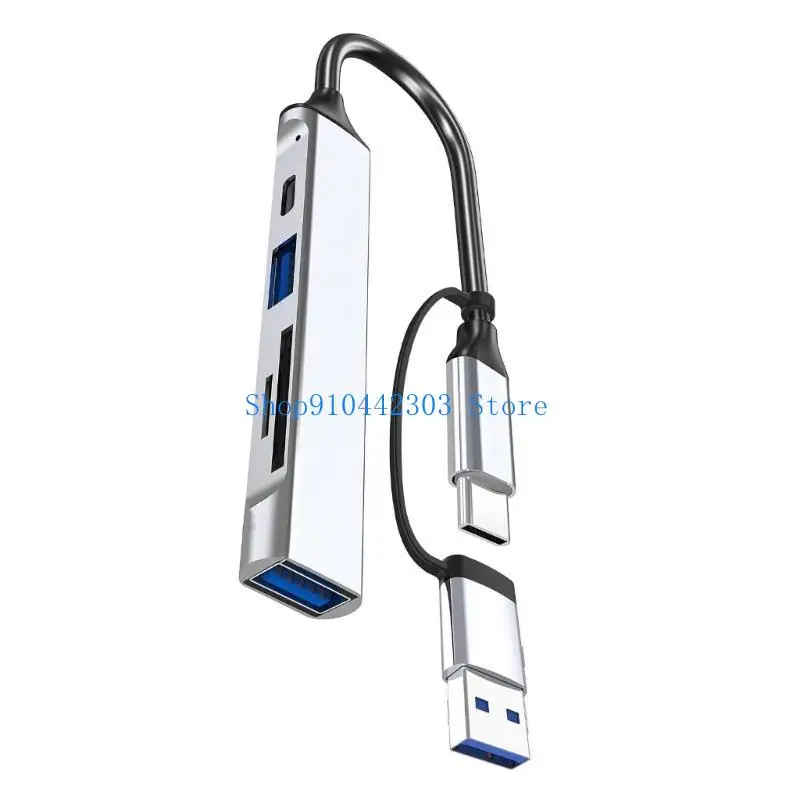

652F USB C+USB Hub 5 Port Adapter for 5 in 1 USB C/USB Hub Dongle Portable USB C Hub