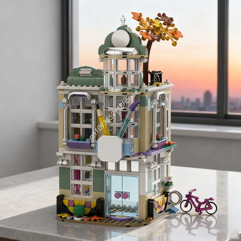 716 قطعة MOC Emma s Art School Friendse نموذج اللبنات البناء لتقوم بها بنفسك فكرة إبداعية هدايا عيد الميلاد لعبة الطوب عيد الميلاد