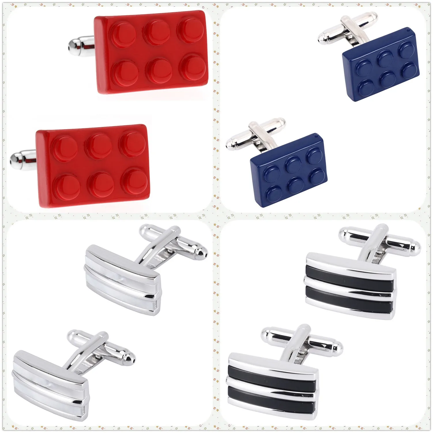 4 Styles TZG Shell Cufflinks Mens Cuff Links Toy Blocks 1 Pair For French Shirt
