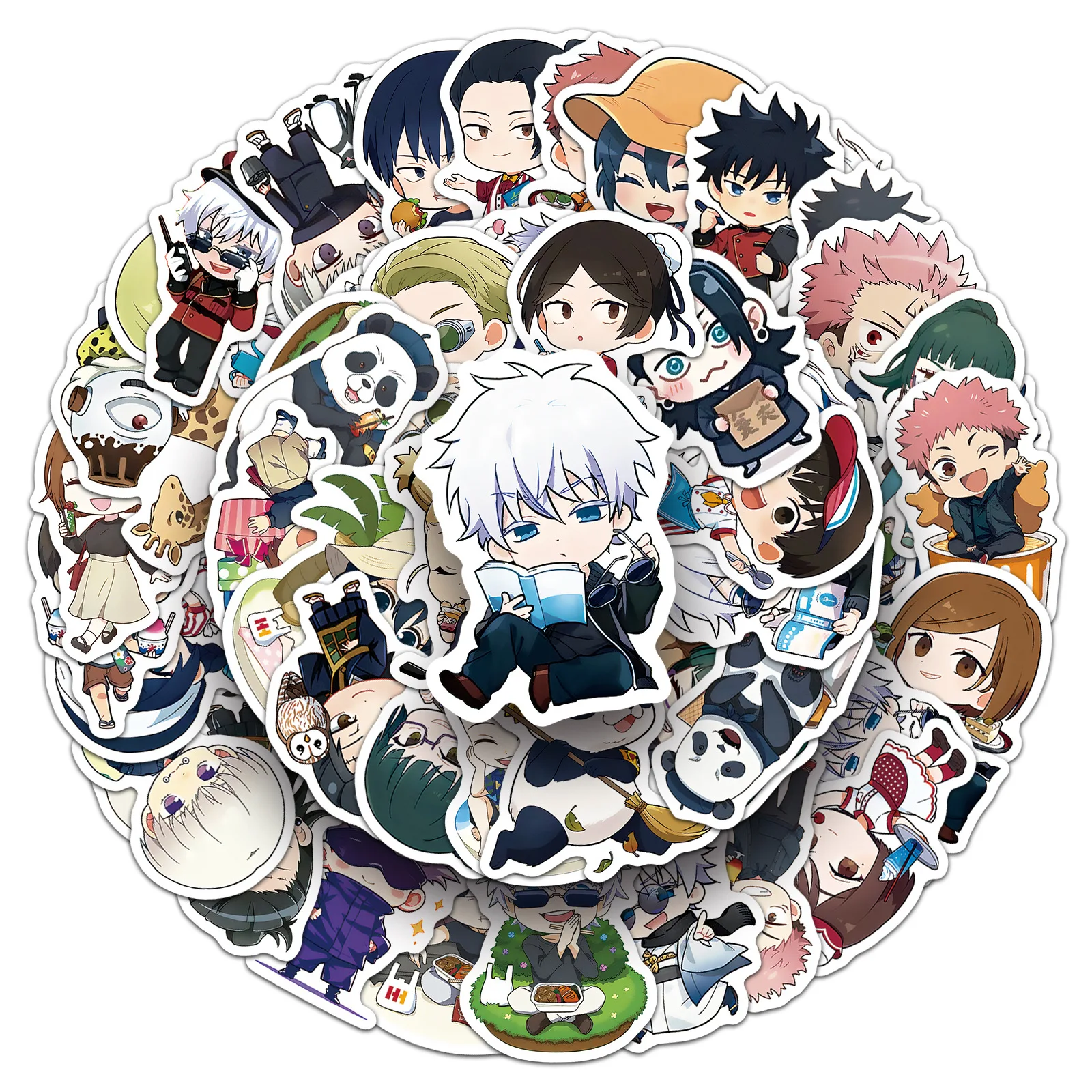 

50PCS Japanese Anime Jujutsu Kaisen Q Version Cute Funny Cartoon Doodle Decoration Stickers DIY Scooter Wardrobe Decals Toys