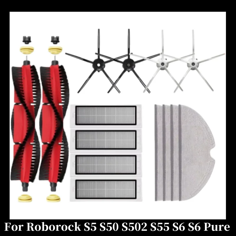 

Roborock S5 S50 S502 S55 S6 S6 Pure E4 Vacuum Cleaner Brush Mops Hepa Filters Compatible with Robot 1S SDJQR01RR