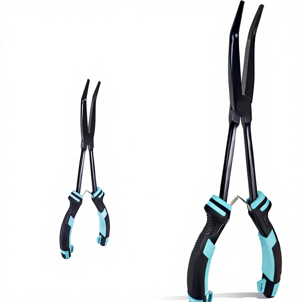 11in Return-Spring Corrosion Resistant Heavy Duty Fishing Long Nose Pliers With Hook Remover For Bass Snook Trout