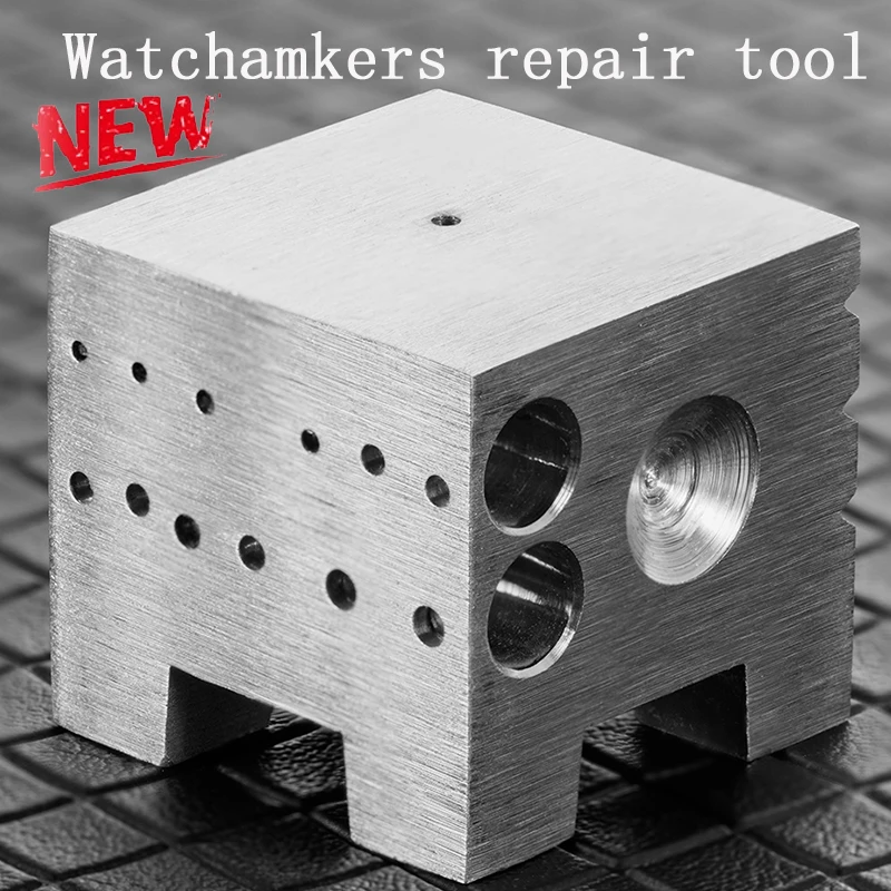 Base de perforación y remachado metálica para relojeros, herramienta de reparación de relojes y joyería, para el remachado de eslabones de correa tipo 'Nail Beat' y 'Anvil Square'. ﻿