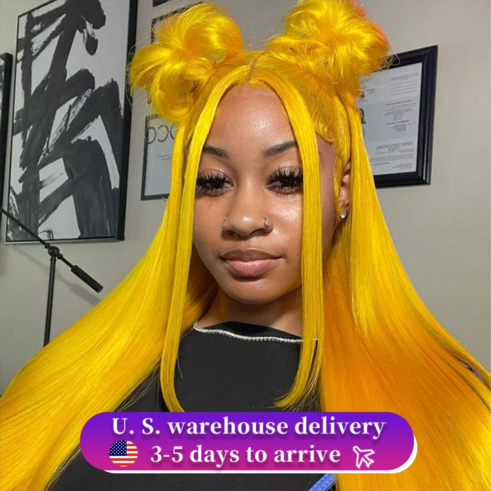 

200 Density Light Yellow Straight 13x6 HD Transparent Lace Front Wig 613 Colored 13x4 Lace Frontal Human Hair Wigs For Women