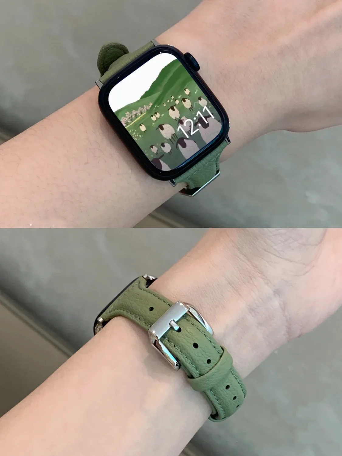 Leather Slim Strap for Apple Watch Band 44mm 40mm 41mm 45mm 38mm 42mm 49mm 44 45 iWatch Series 8 7 SE 6 5 4 3 2 1 Woman Bracelet