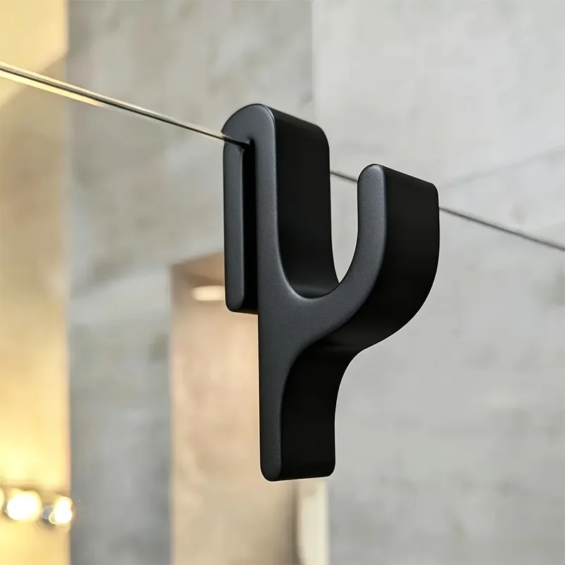2pcs Shower Door Hooks - Frameless Wall-Mounted Bathroom Hooks with Curved Design. Space-Saving Modern Style, Suitable for