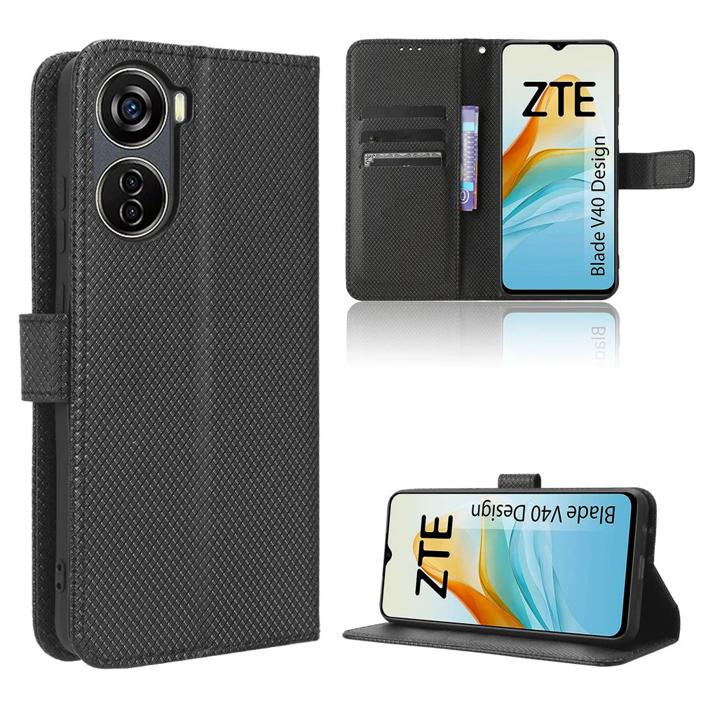 For ZTE Blade V41 Vita Luxury Flip Diamond Pattern Skin PU Leather Wallet Stand Case For ZTE V41Vita Phone Bag