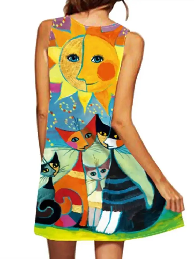 2025, europäisches und amerikanisches grenzüberschreitendes neues Damenkleid mit V-Ausschnitt, ärmellos, sexy bedruckt, großer Saum, Außenhandelskleid LM4V