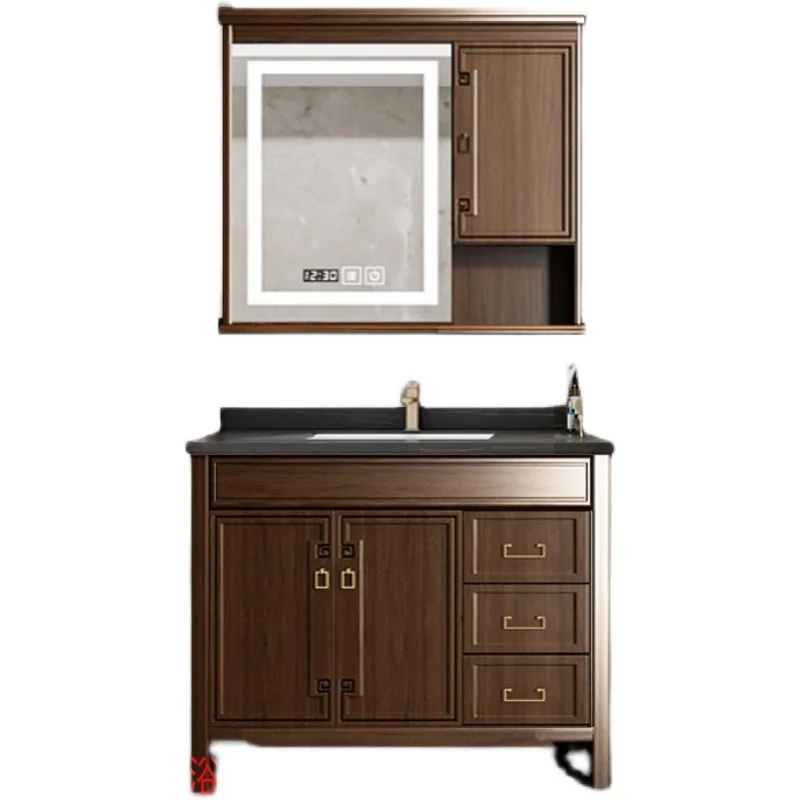 

Modern Style Bathroom Cabinet Combination Floor Type Hand Washing Washbasin Smart Solid Wood Bathroom Table Bathroom Cabinet