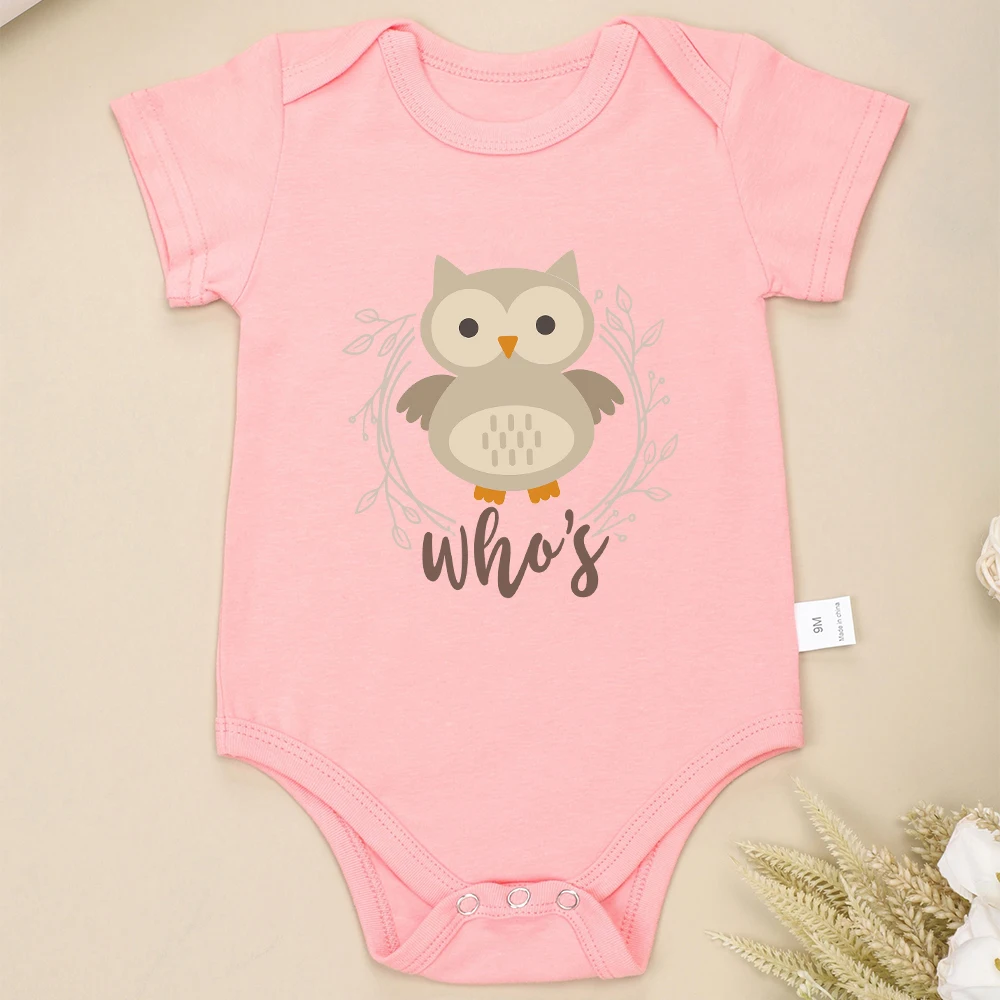 Who\'s Who Cute Funny Twin Baby Boys Girls Clothes Cartoon Owl Print Cotton Summer Newborn Onesies Pajamas Casual Toddler Outfits