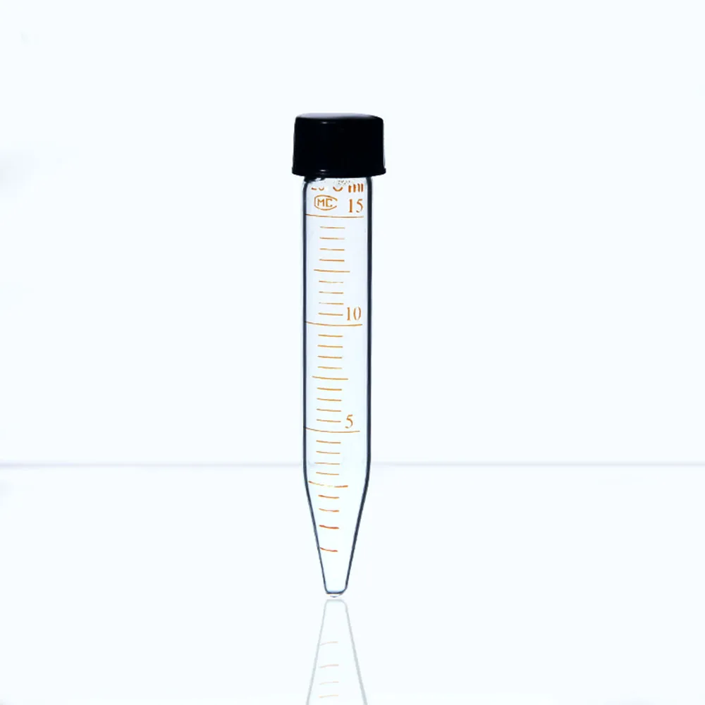 5Pieces/lot 15mL Glass Centrifuge Test Tube With Screw Cap Conical Bottom Lab Supplies
