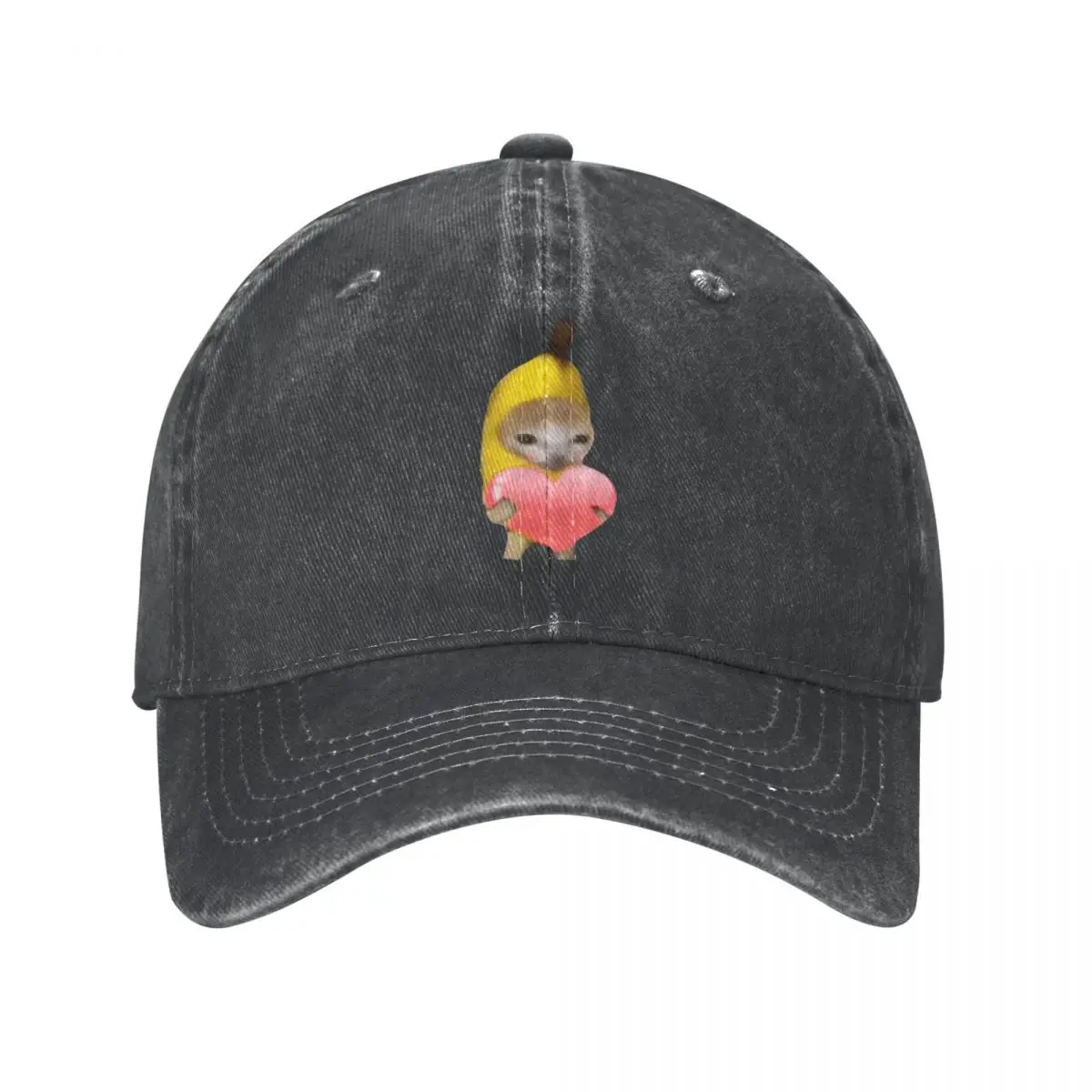 Banana Cat Love Heart Trucker Hats Outfit Vintage Distressed Cotton Kawaii Casquette Dad Hat For for Men Women Adjustable