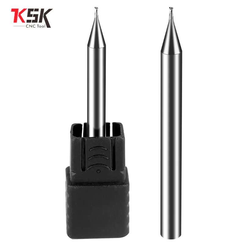 HRC55 หรือ HRC60 Micro คาร์ไบด์ 2 ขลุ่ย 0.2-0.9 มม.4mm Shank Milling CUTTER Mirco คาร์ไบด์ CNC แกะสลักบิตสําหรับอลูมิเนียม