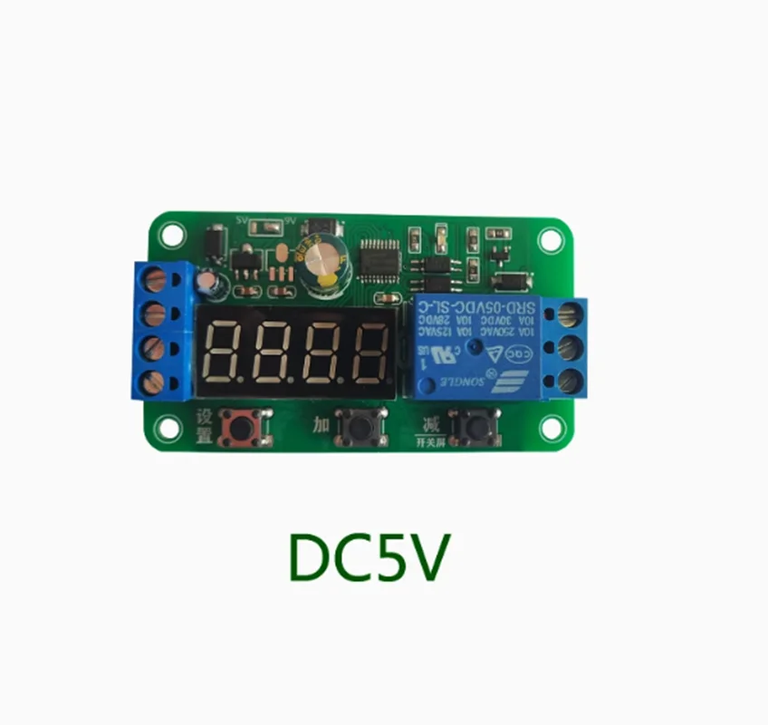 Multi functional delay relay module countdown 5V 12V 24V power on triggers cycle timing programming refresh screen