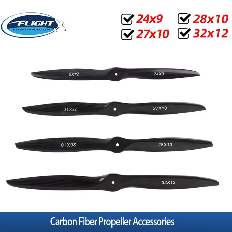 FLT Carbon Fiber Propeller Accessories 24x9 27x10 28x10 32x12 for RC Gas Model Airplane Toy