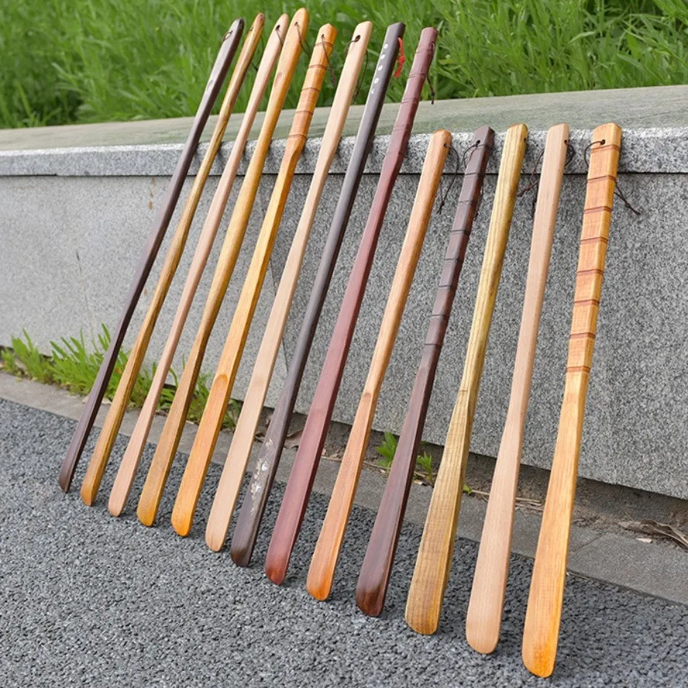 High Quality Wooden Shoe Horn Hanging Extra Long Handle Put On Shoes Tools Easy On Off Portable Shoehorn Home Accessories