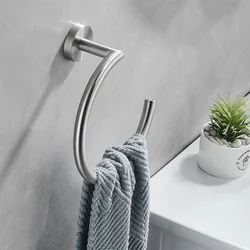 Silver Towel Ring, Semi-Circular Stainless Steel Towel Ring, Towel Holder, Wall Mounted Towel Ring