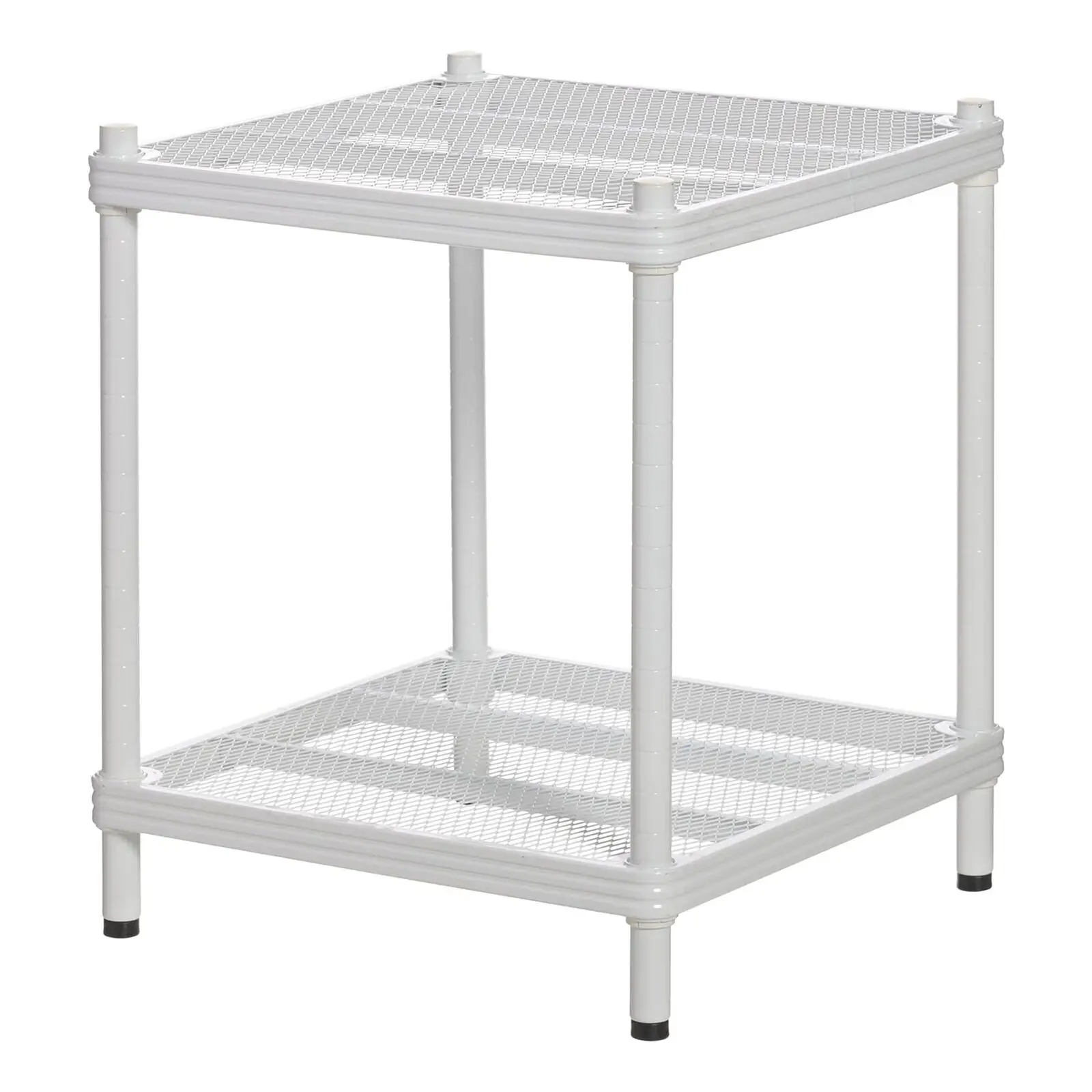 2-story narrow metal storage rack unit rack white