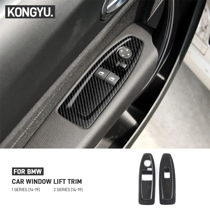 For BMW1 2 Series F20 F21 F22 F23 2012-2018 Real Carbon Fiber Car Window Lift Panel Trim Cover Sticker Interior Accessories