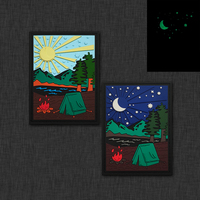 New Moonlight Night Campfire Outdoor Scenery Great Wall Bag Badge DIY Armband Large Morale Hook Loop Backpack Jacket Patch
