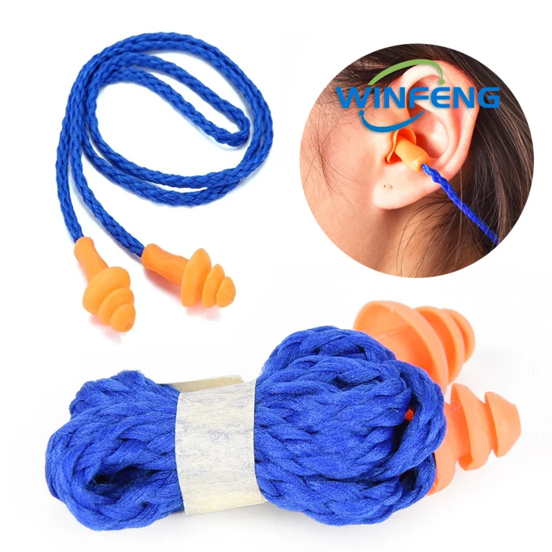 

10Pcs Soft Silicone Corded Ear Plugs Protector Reusable Hearing Protection Noise Reduction Workspace Safety Earplugs Earmuff