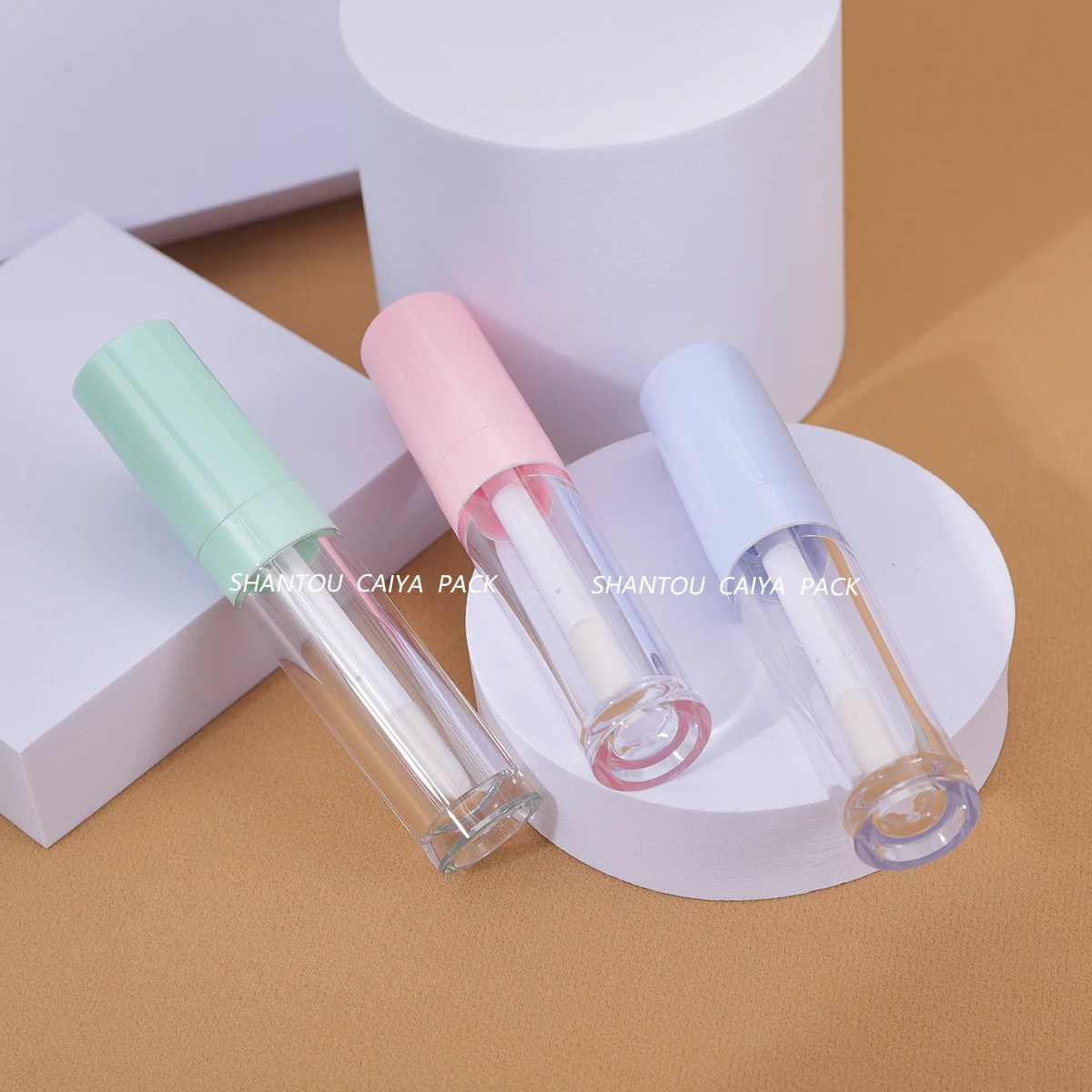 10/30/50pcs empty 8ml big doe foot brush macaron pink blue green cap lip gloss tubes clear refillable lipgloss tube