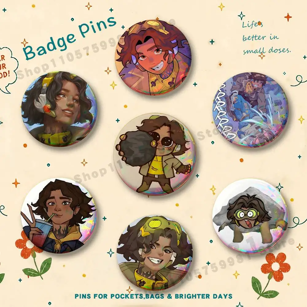 Venture Anime O-Overwatch Brooches for Bag Decor Jewelry Accessories Gift 25/32/44/58/75mm Round Cartoon Badges