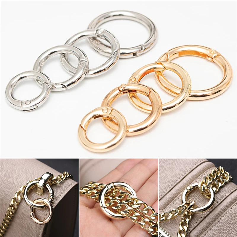 Metal Primavera O-Ring Buckles Clipes, Round Push Trigger Snap Ganchos, Acessórios para sacos, Bolsas, Bolsas