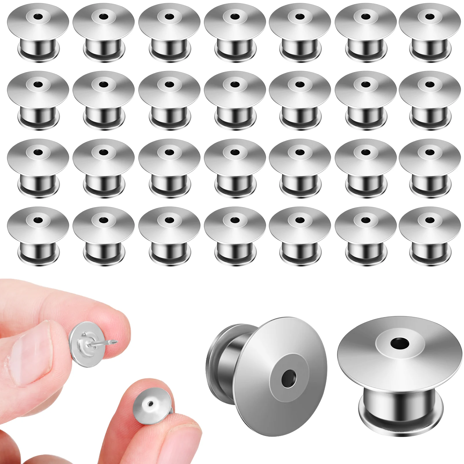 30 pièces porte-épingle à ressort argent ensemble de gardiens multifonctions verrouillage Badge broches dos serrures en alliage de Zinc verrouillage en métal
