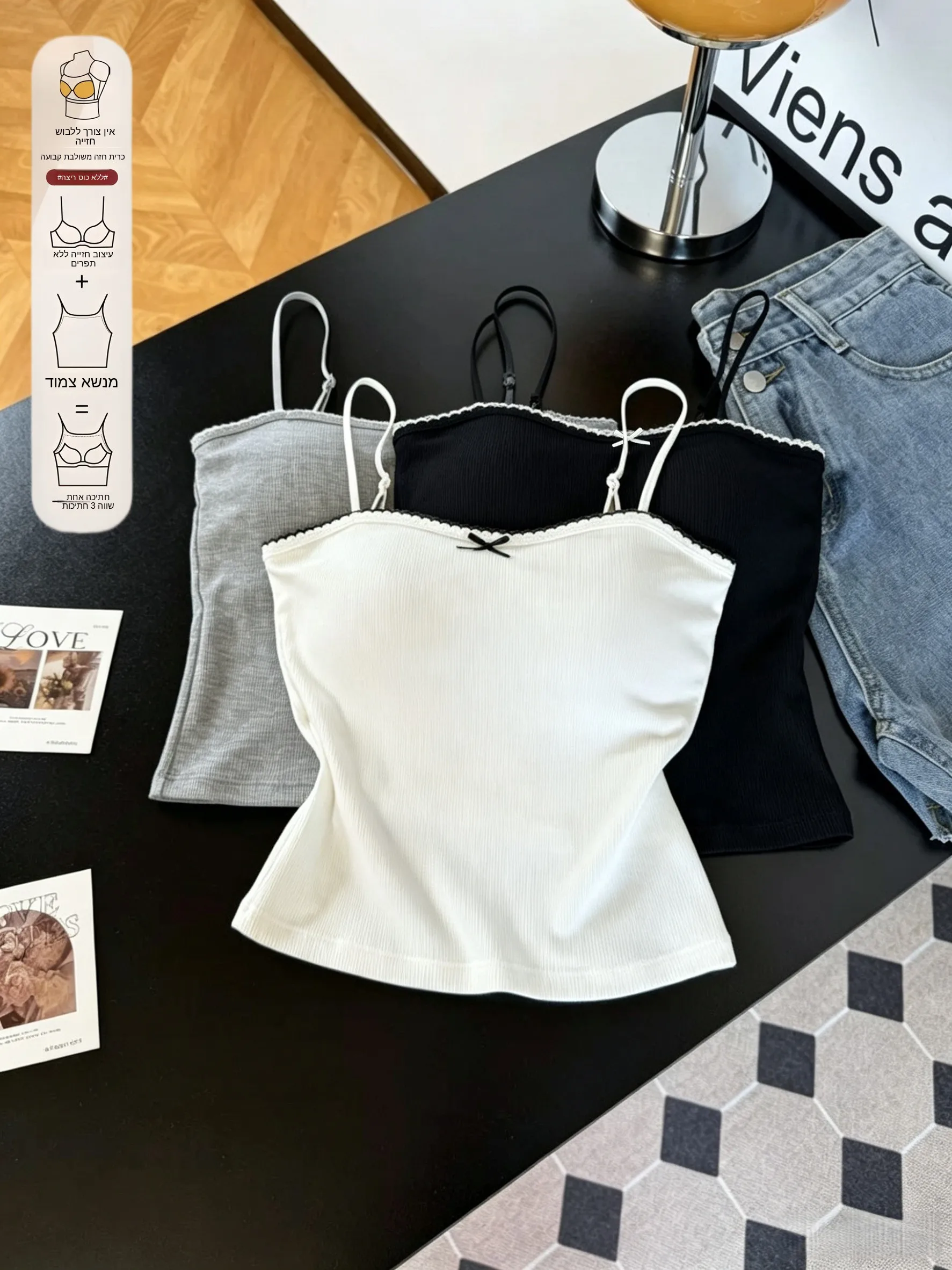 Women's Cotton Blend Tank Top with Chest Pad Summer Spring Pure Color Backless Innerwear Outerwear Slimming Vest