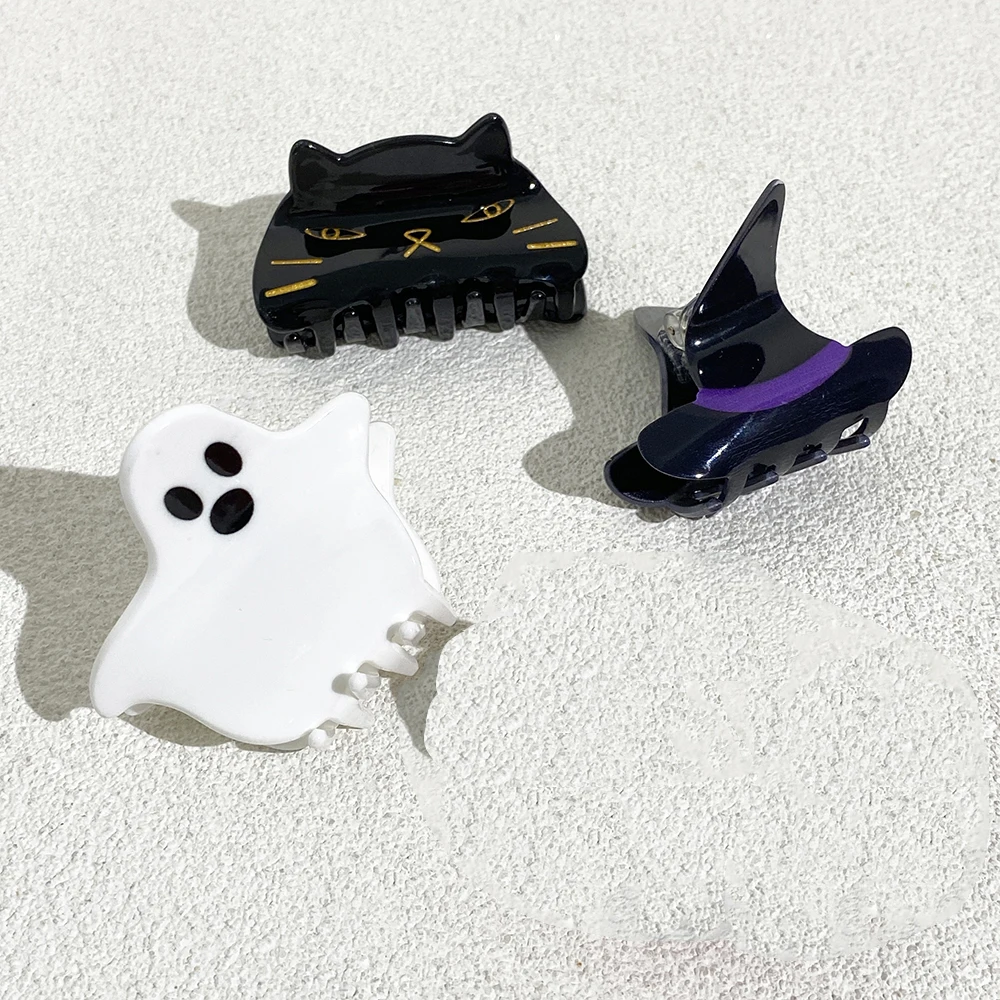 

Halloween Gifts Acrylic Cat Pumpkin Ghost Shape Crab Hair Claw Clip For Women New Creative Headwear Hairpin Hair Accessories