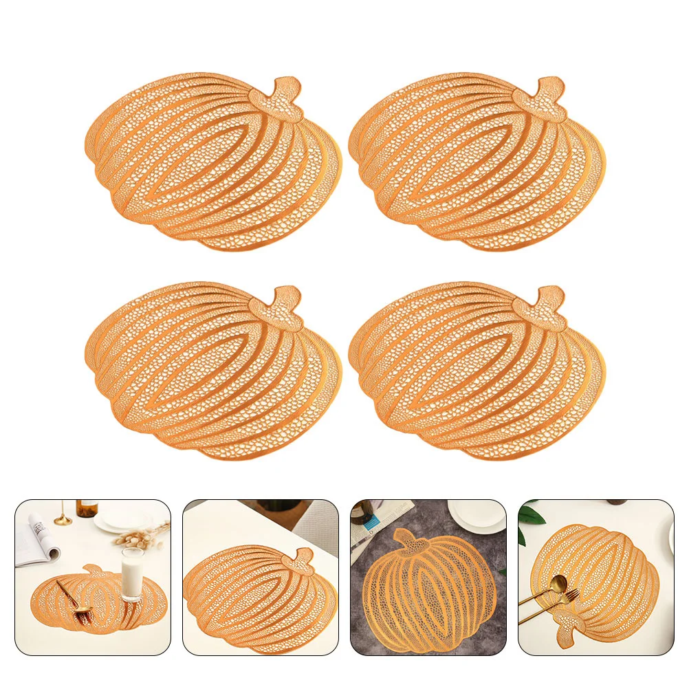 

6Pcs PVC Pumpkin Placemats Hollow Out Heat Resistant Fall Table Mats Thanksgiving Halloween Dining Decor Halloween Table Mats