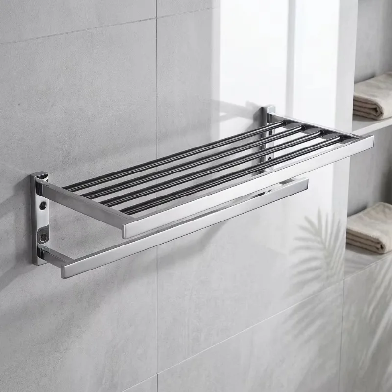 STLF  Polished Chrome Brass Bathroom Shelf Raised Guard Rail Anti slip Storage Rack