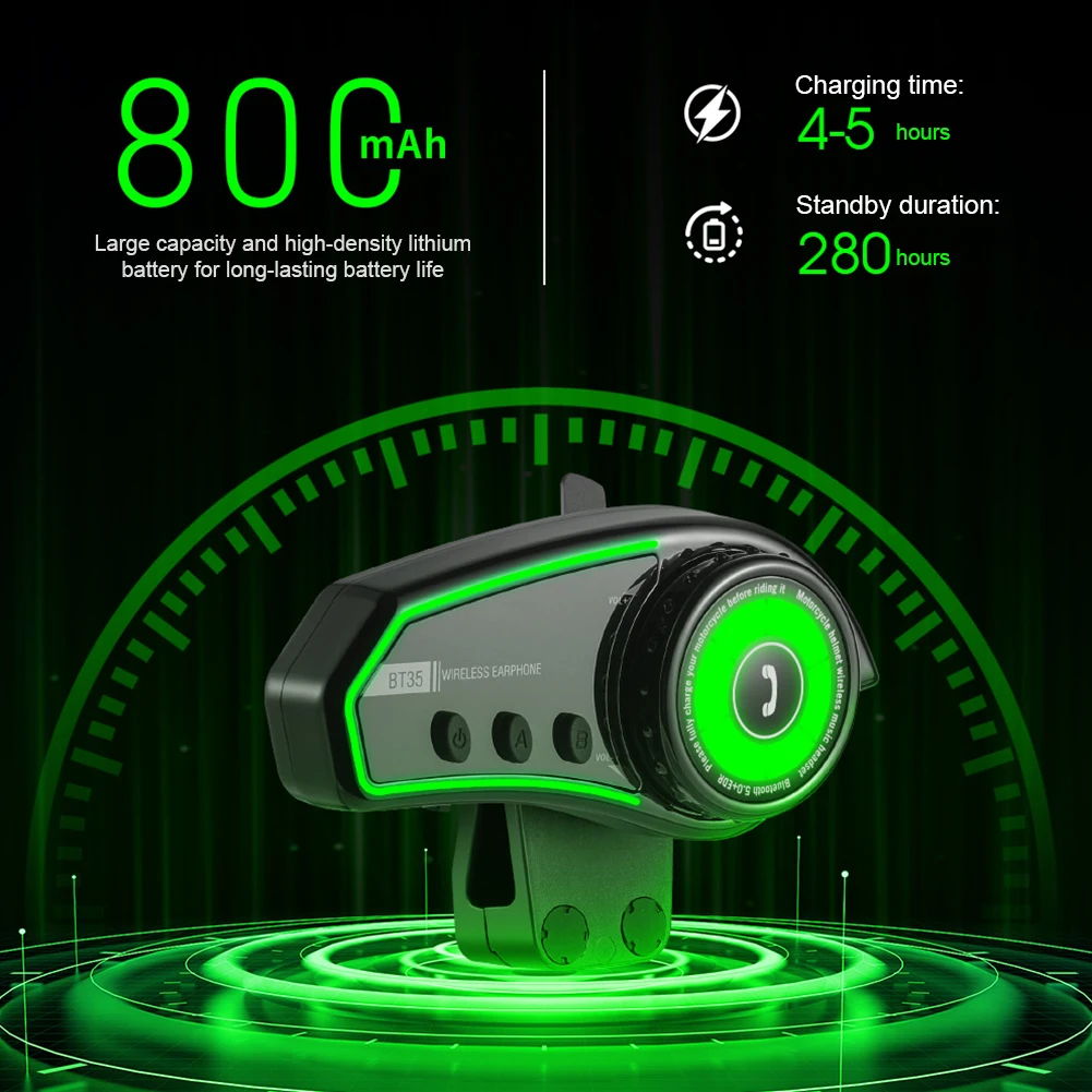 Motorcycle Helmet Headset 800mAh Bluetooth-compatible 5.0 Wireless Headset with Ambient Light Voice Assistant for Riding Cycling