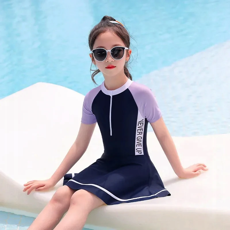 

Цельный Детский купальник для девочек, летняя детская юбка для отпуска, пляжная одежда для девочек, купальник в стиле пэчворк с нижним бельем