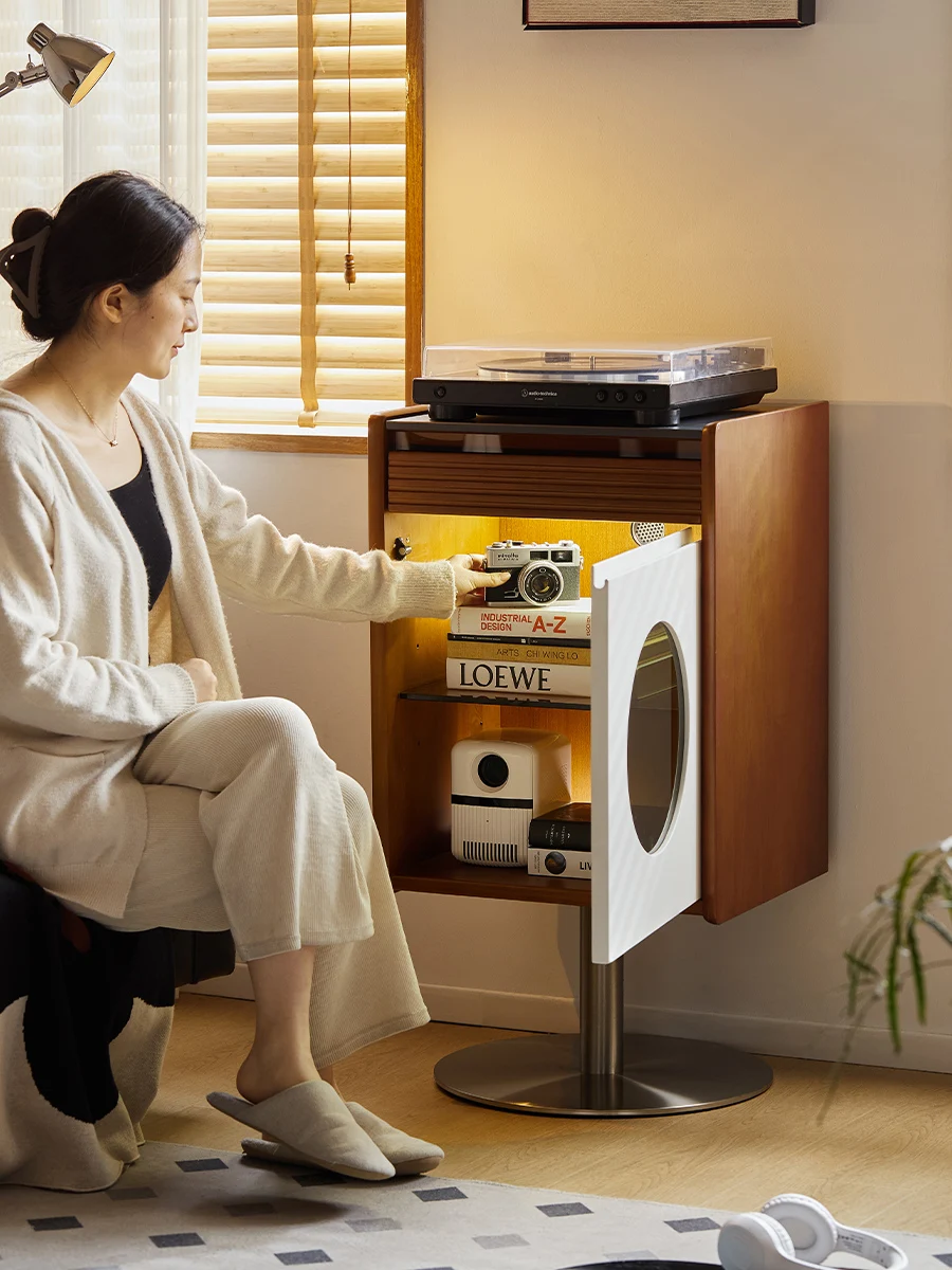 

Solid wood Ram side cabinet Japanese style living room medieval storage Nordic retro floor with door