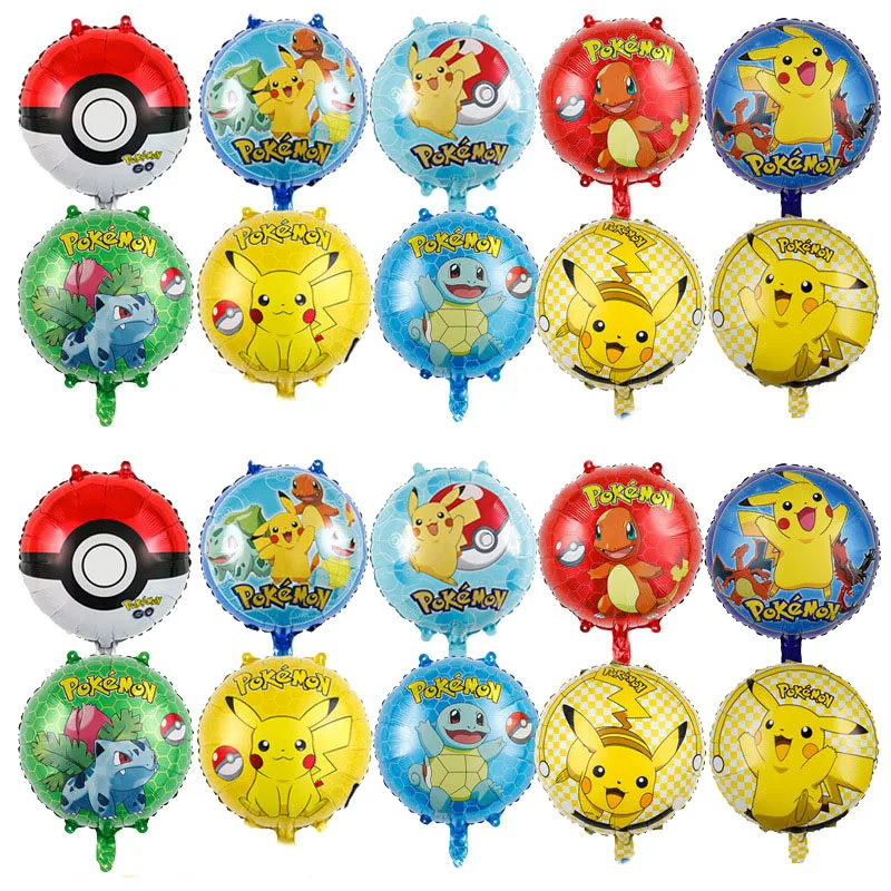 10pcs Pokemon Birthday Pikachu Aluminum Foil Balloons Children Pokemon Theme Birthday Party Decor Baby Shower Toys Gifts