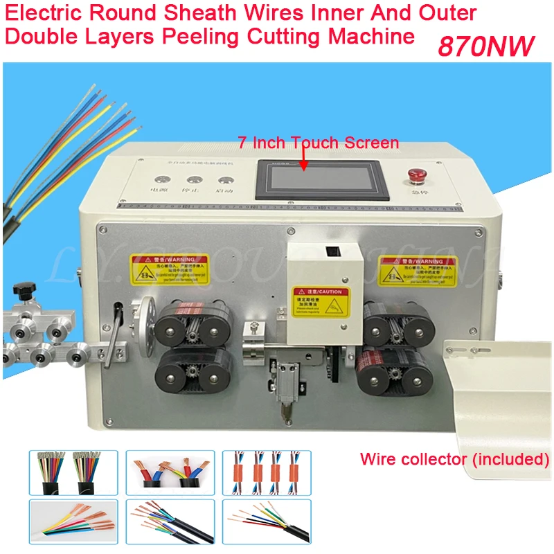 

LY 870NW 12 Wheels Drive Electric Round Sheath Wires Inner And Outer Double Layers Peeling Cutting M870NW 7 Inch Touch Screen