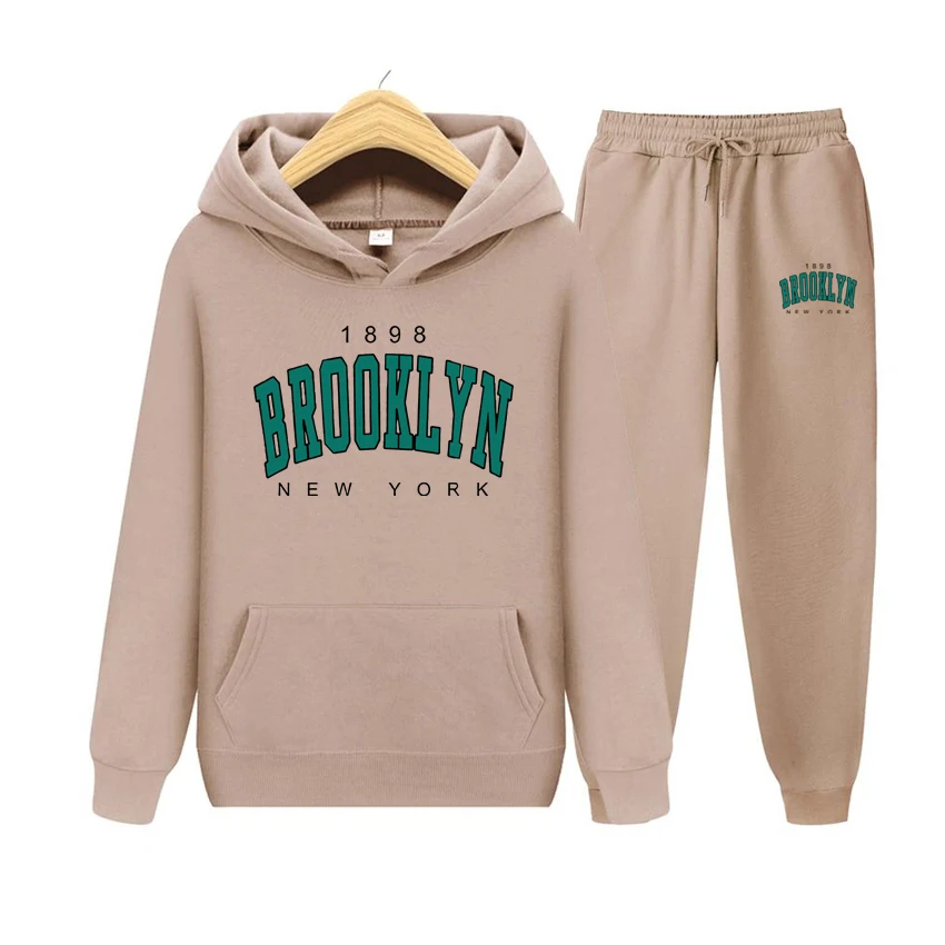 

Men's And Women's Long Sleeves Hoodie Set 1898 New York Printed Women Hoodies Set Fleece Hoody Set Creativity Pullover Clothing