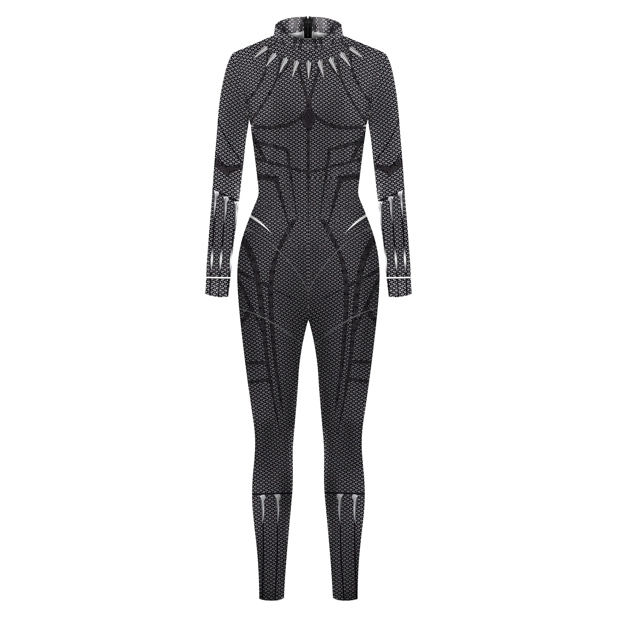 Anime Jumpsuit 3D Printing Grey Armor Pattern Jumpsuit Long Sleeve Women Skinny Bodysuit Halloween Cosplay Costume Party Catsuit