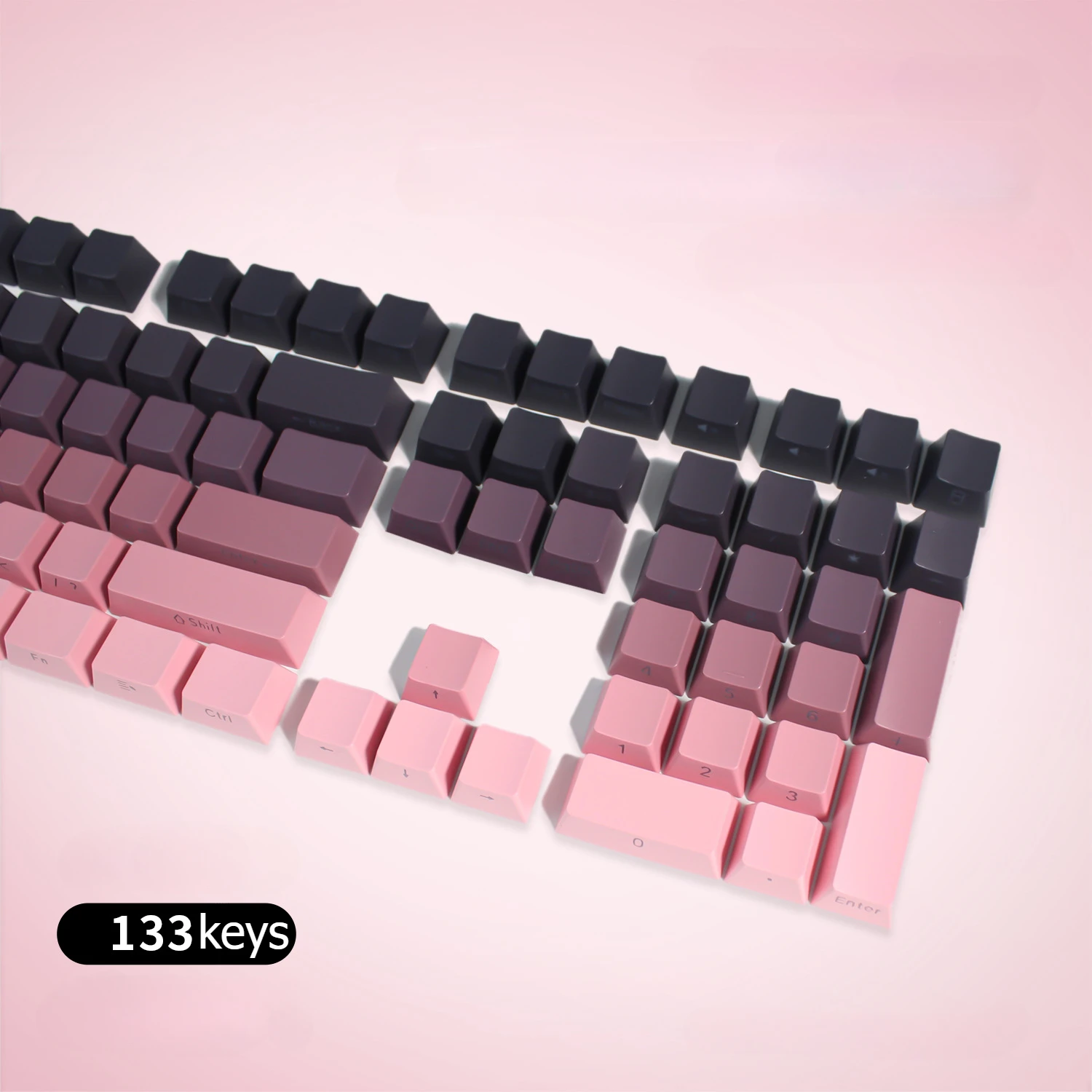 Key Caps OEM 133 Keys Blackberry Translucent Gradient Side Engraved Characters Black Pink PBT Mechanical Keyboard Keycaps