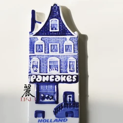 Dutch dairy house wooden house tulip tourism refrigerator with ceramic handmade stickers