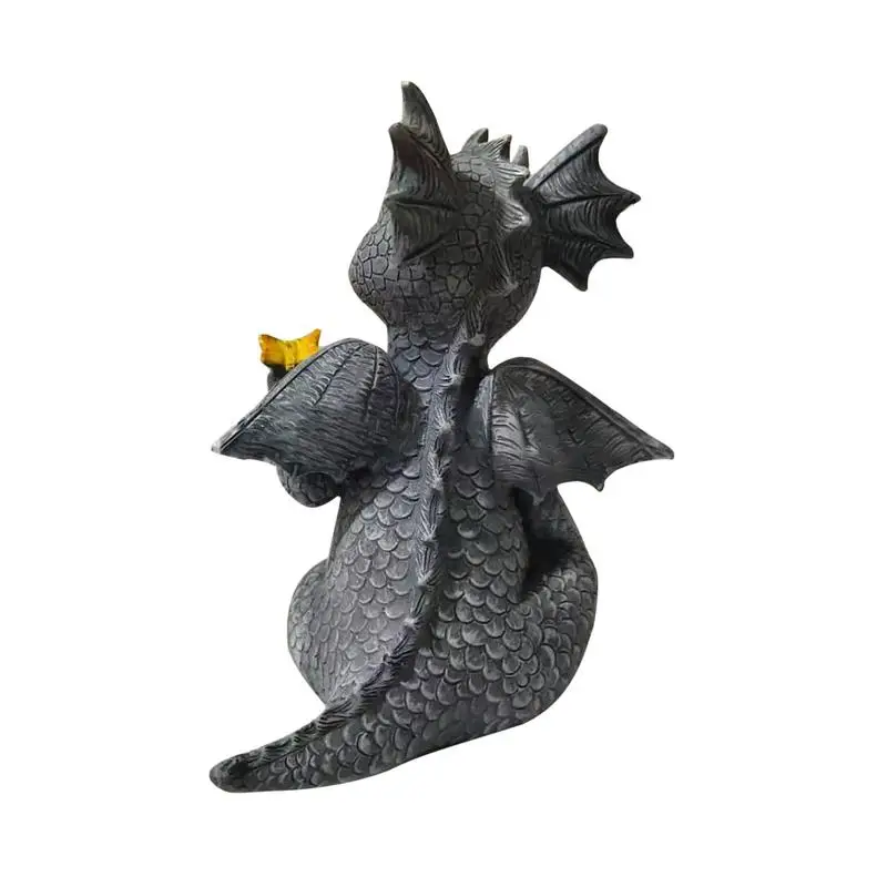 

Dragon Statues Reading A Book Dragon Garden Statue 4.3 Inch/11 Cm Resin Dragon Sculpture Cute Animal Garden Statue For Outdoor